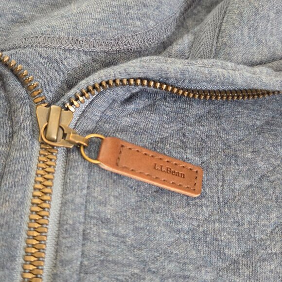 LL Bean Women's Medium Quarter Zip Quilted Pullover Sweatshirt Blue Classic Cozy - Picture 6 of 13